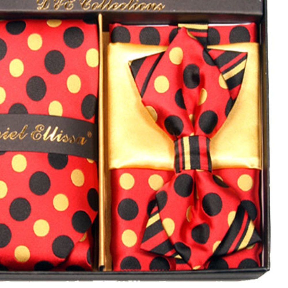 Daniel Ellissa Red Yellow Dot Bow & Neck Tie 6 Set - Picture 4 of 6